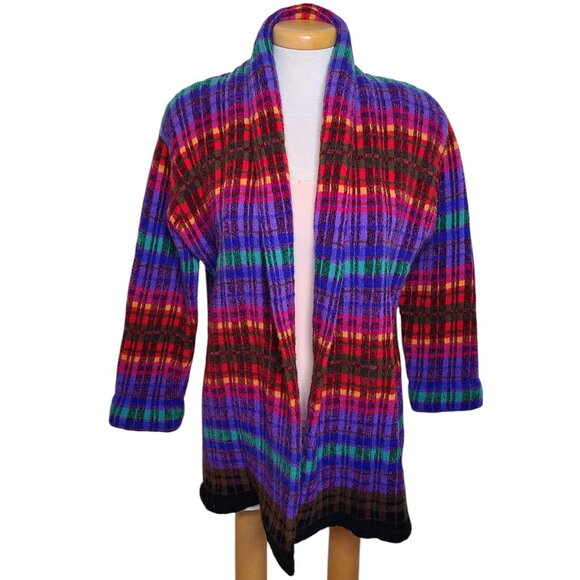 Susan Bristol  Wool Blend Open Front Multicoloured Cardigan - Picture 1 of 7